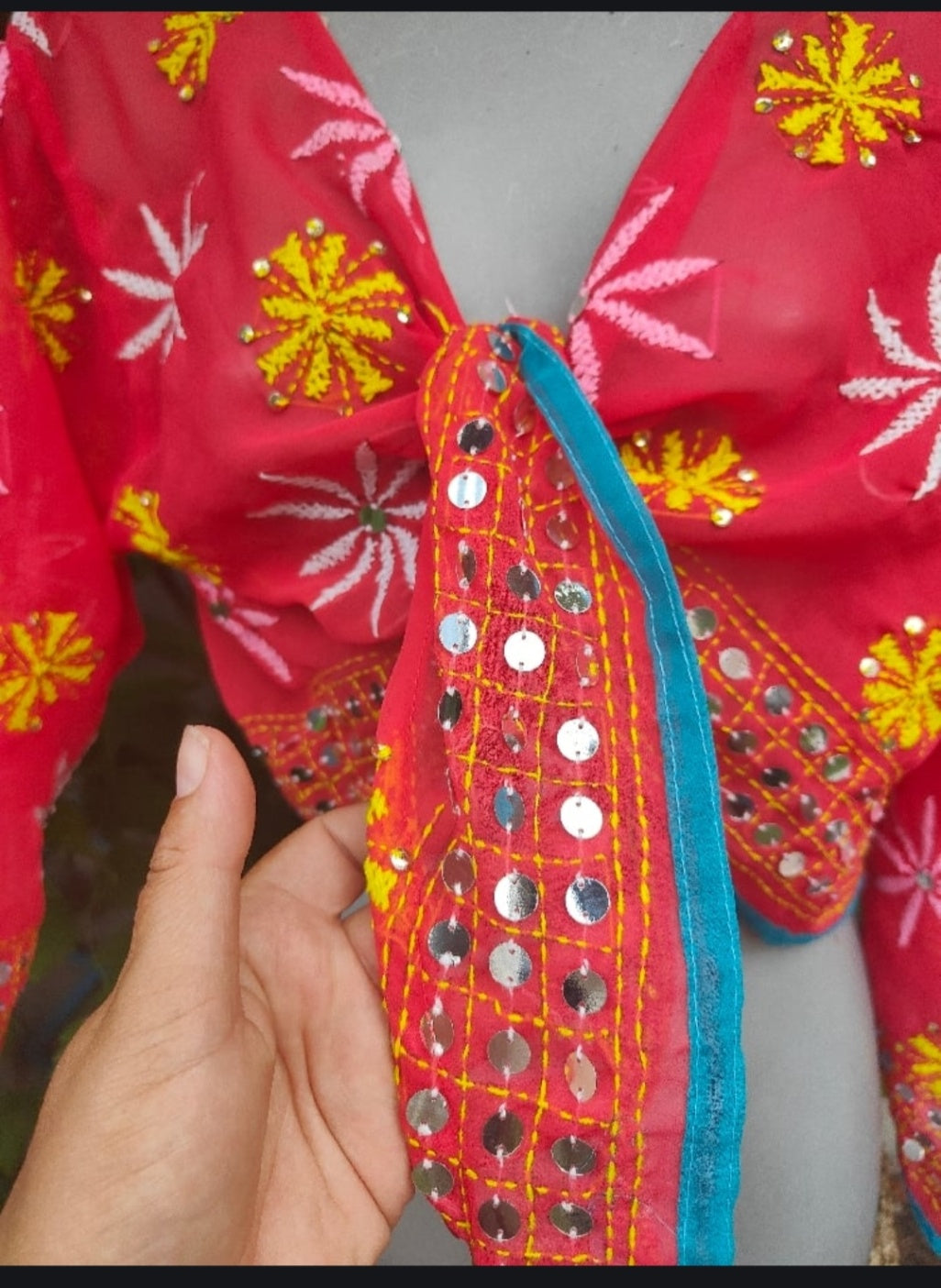 Embroidered Stevie top Red -one size 