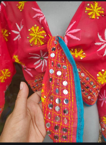 Embroidered Stevie top Red -one size 