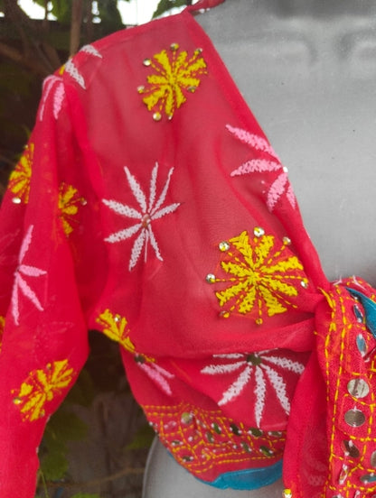 Embroidered Stevie top Red -one size 