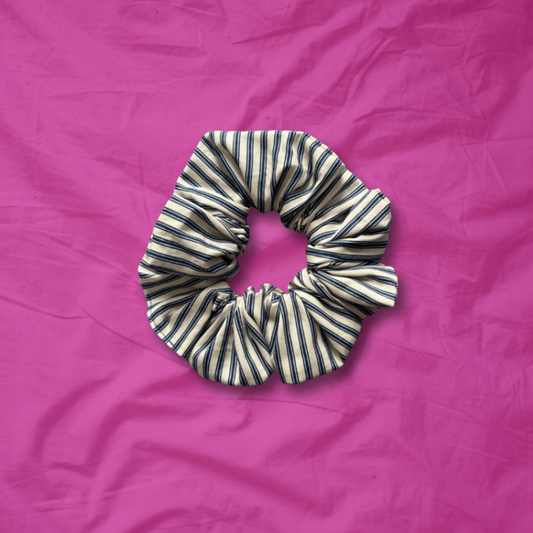 Medium Navy Stripe Scrunchie