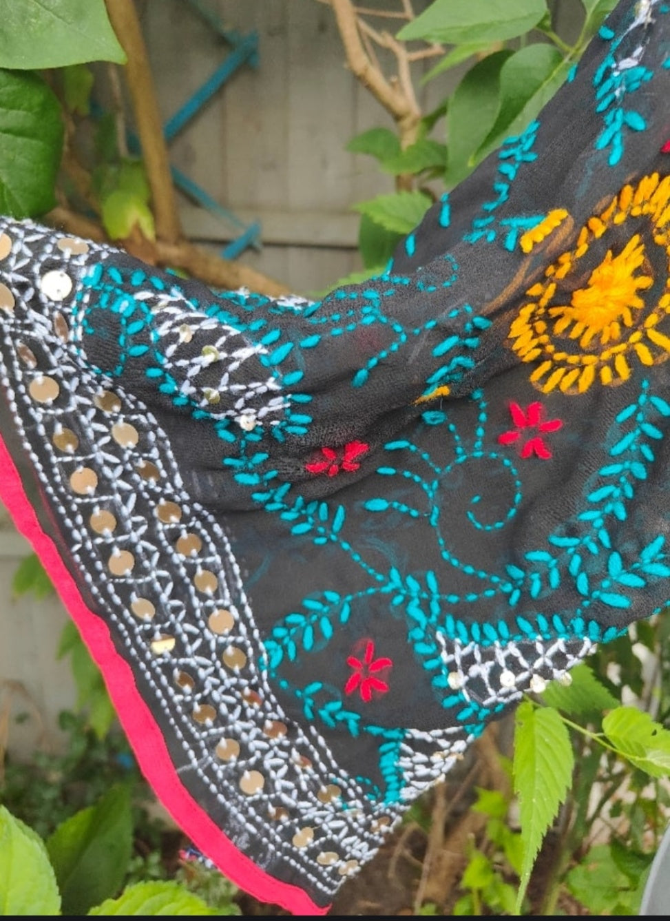 Embroidered Stevie tie top -Black one size