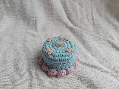 Tealight cakes, pink & lilac bow 