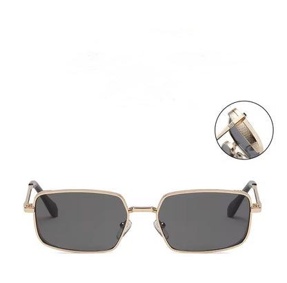 Retro Rectangle Metal Sunglasses Gold Black