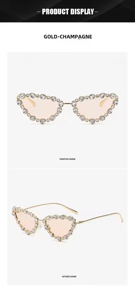 Crystal Cat Eye Sunglasses Champagne