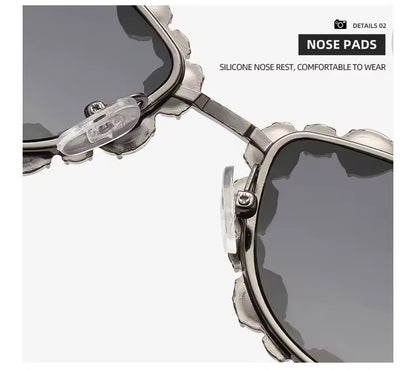 Crystal Cat Eye Sunglasses Gun Black