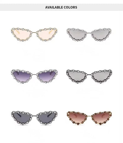 Crystal Cat Eye Sunglasses Silver Mercury