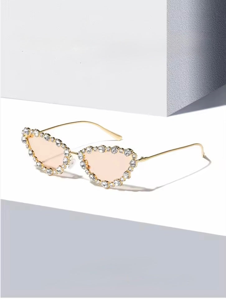 Crystal Cat Eye Sunglasses Champagne