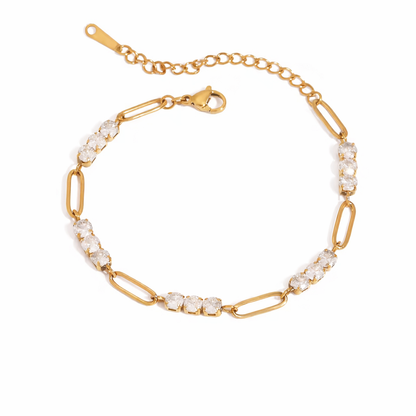 Gold CZ Crystal Link Bracelet