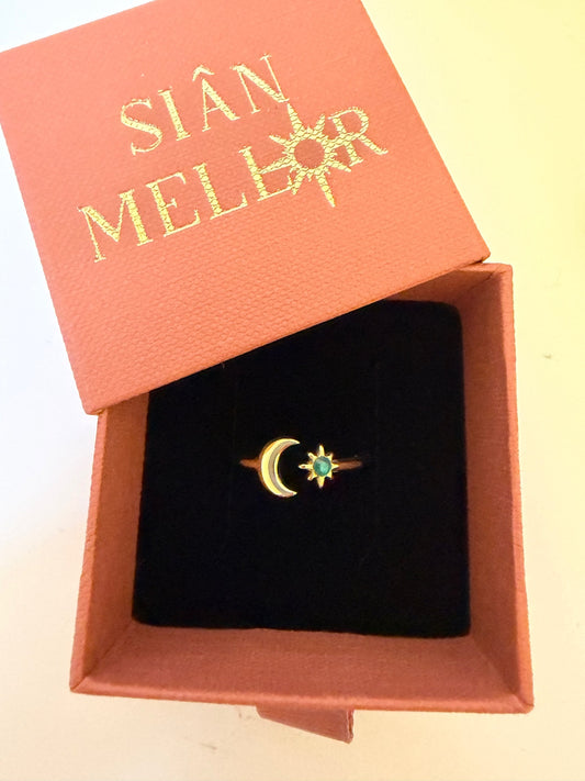 Moon and star ring gold 