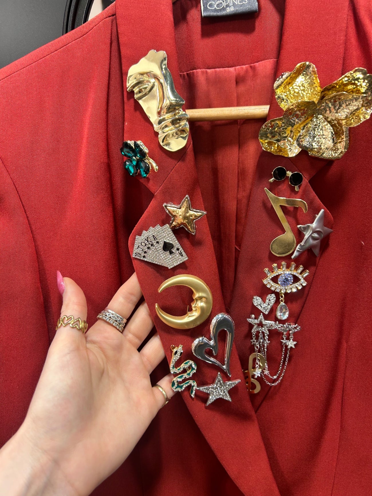 Reworked Vintage Blazer with Brooches