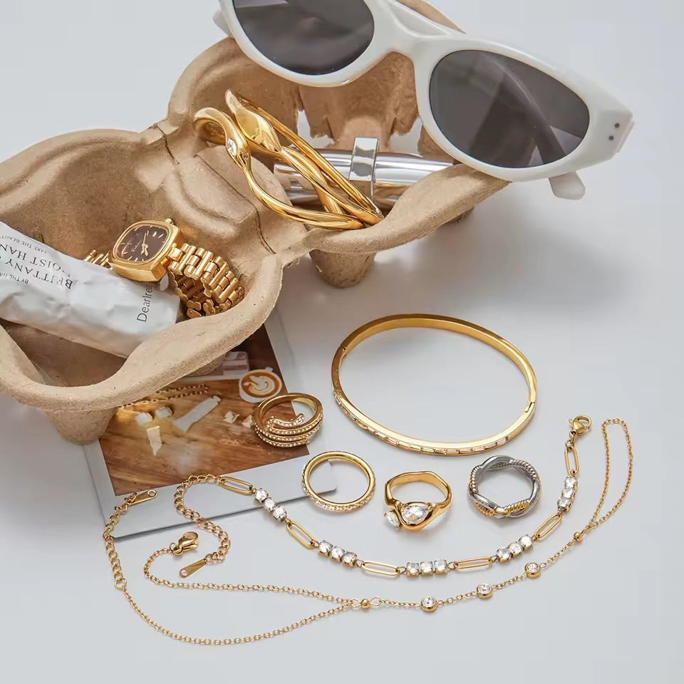 Gold CZ Crystal Link Bracelet