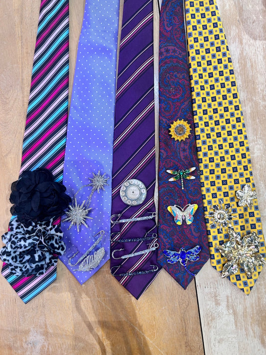 Vintage Tie Reworked - Purple Telephone