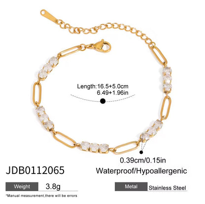 Gold CZ Crystal Link Bracelet