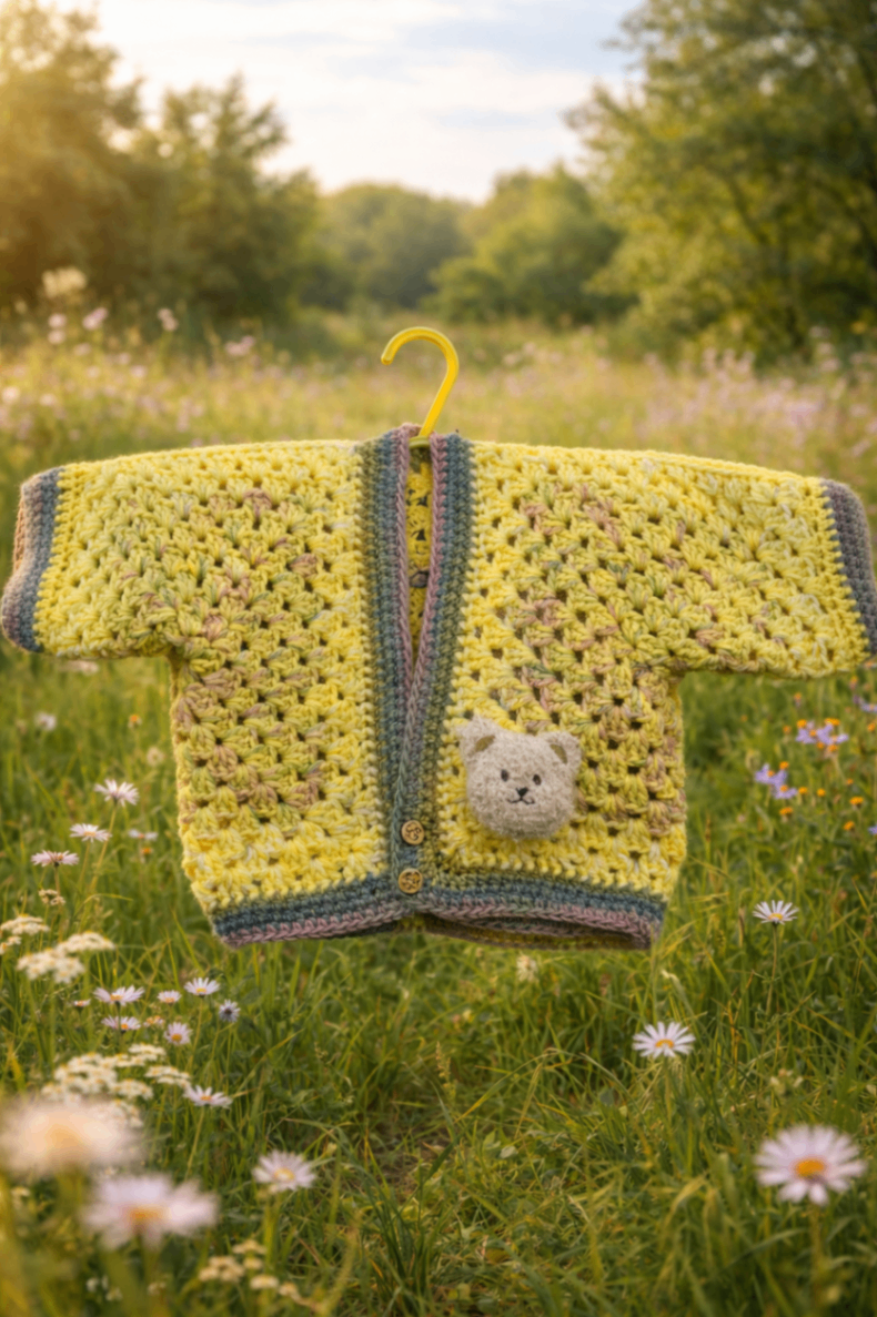 Yellow baby jacket with teddy