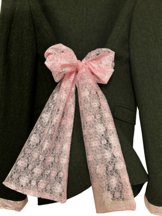 Military style jacket with oversized bow 