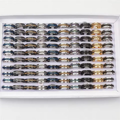 Anti Anxiety Chain Ring Silver Shimmer Mixed Sizes