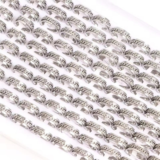 Anti Anxiety Silver Chain Ring Size 10