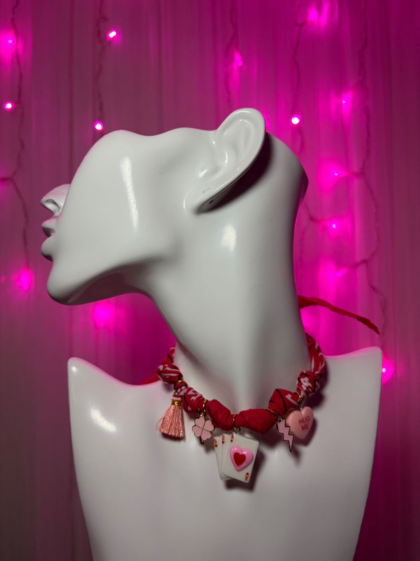 Red bandana charm necklace 