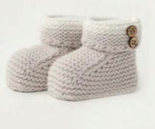 Boxed Beige Baby Booties 