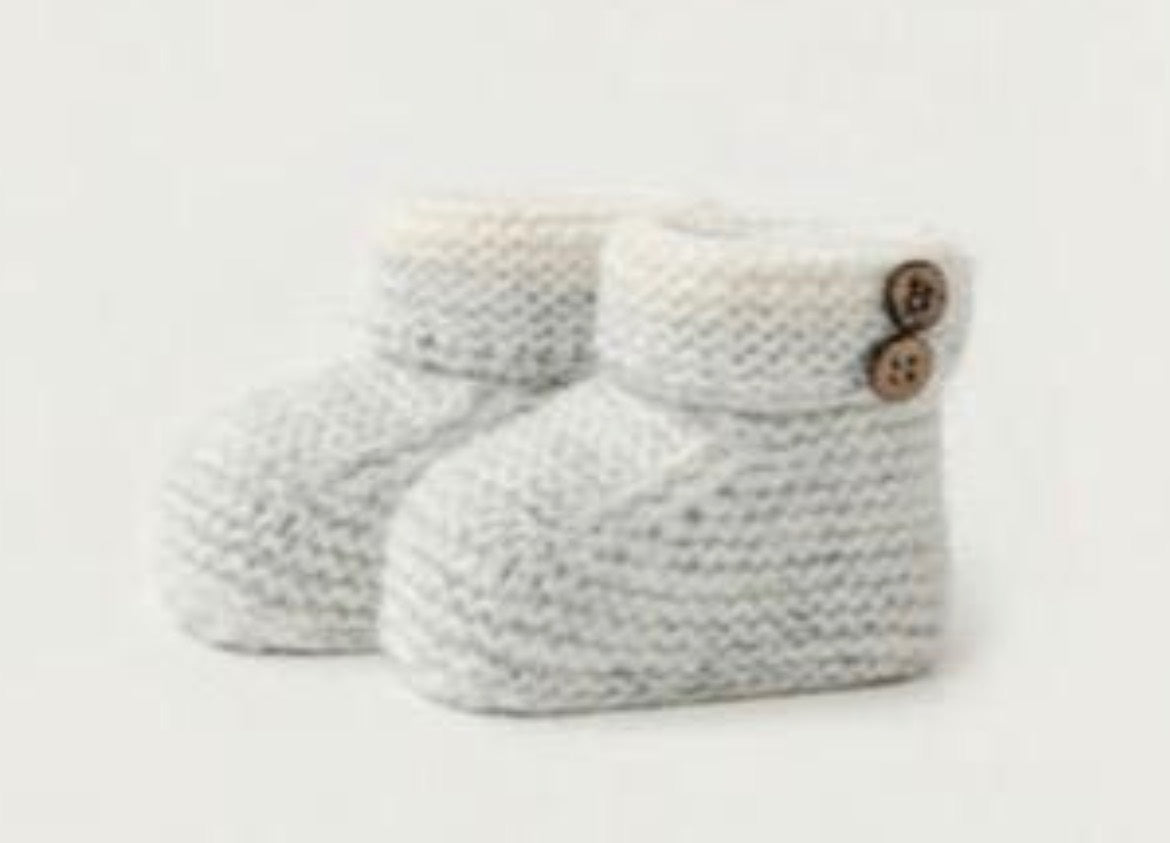 Grey and White Boxed Baby Booties