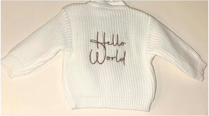Hello World White Cardigan
