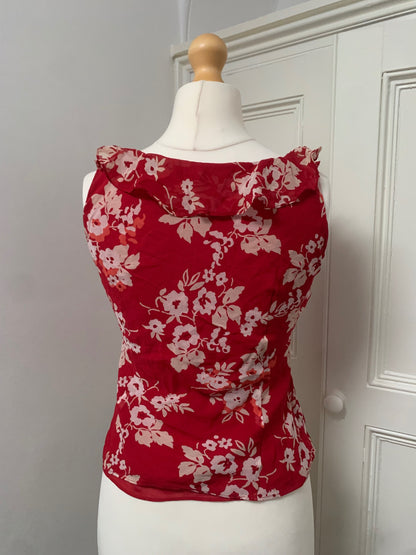 red floral ann taylor top