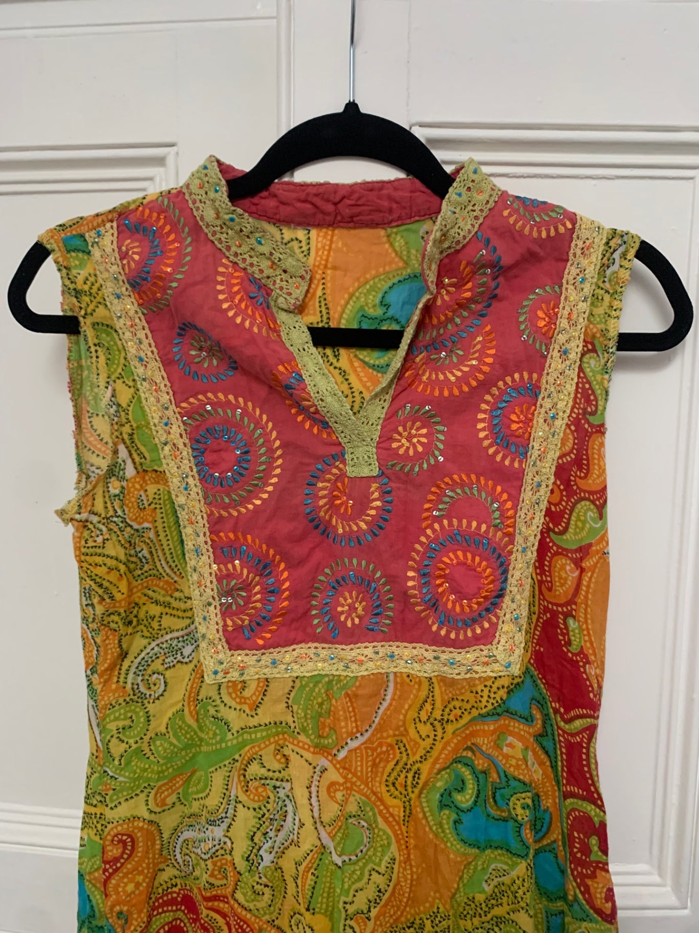 vintage colourful sleeveless dress 