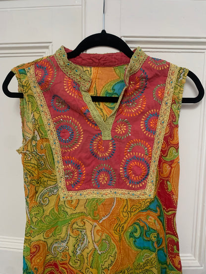vintage colourful sleeveless dress 