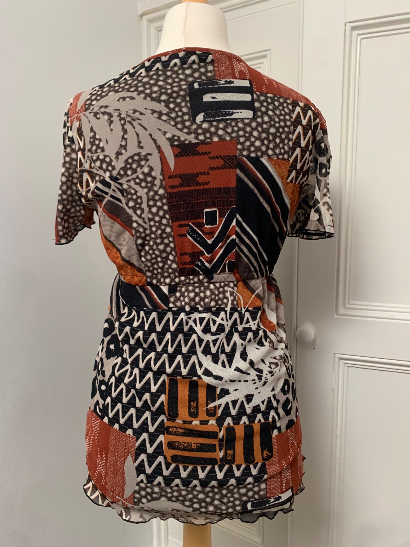 vintage mesh mixed pattern top