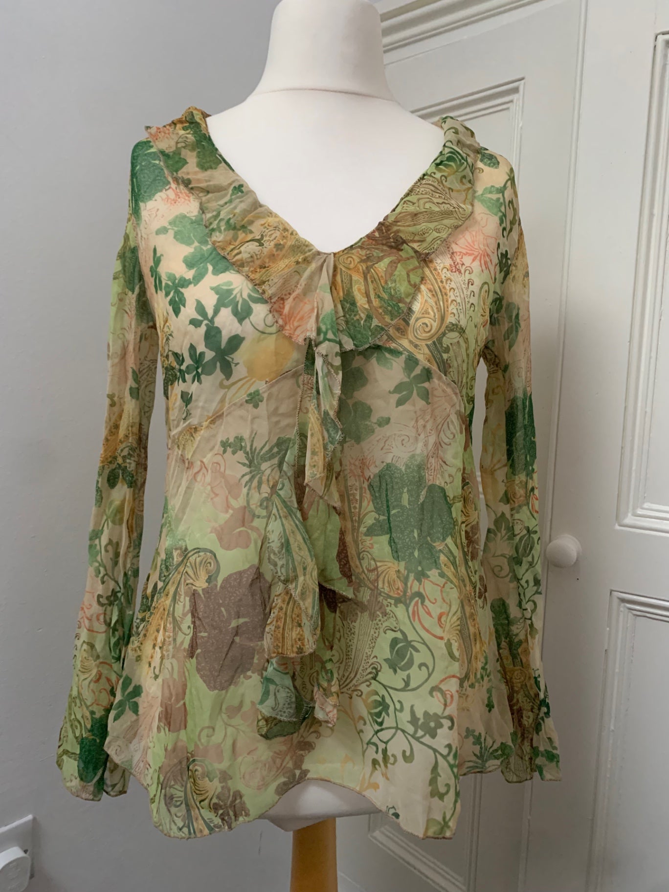 vintage green floral top 