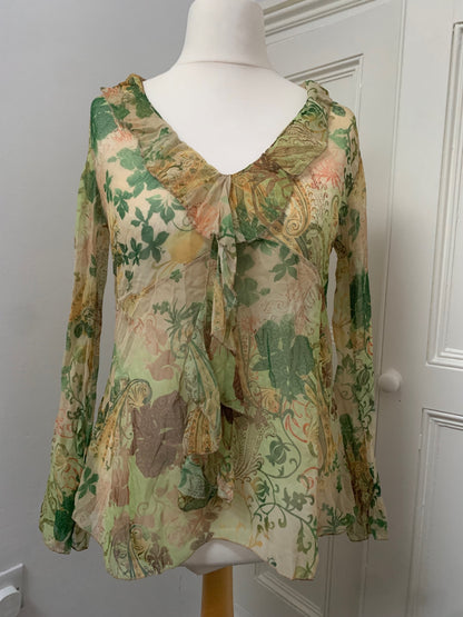 vintage green floral top 