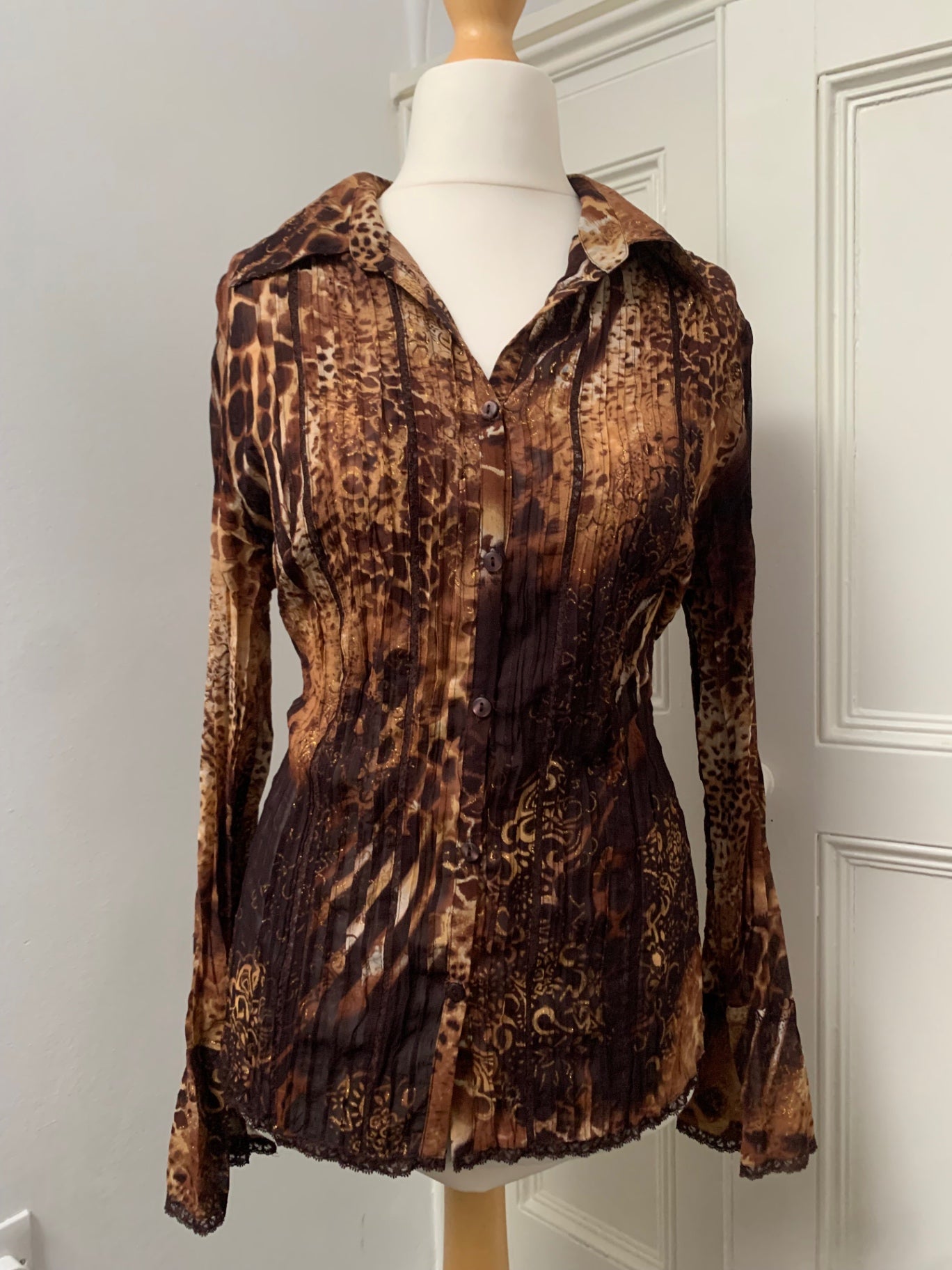 vintage animal print notations shirt 