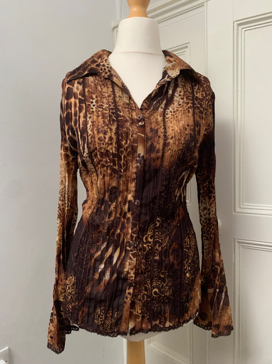 vintage animal print notations shirt 