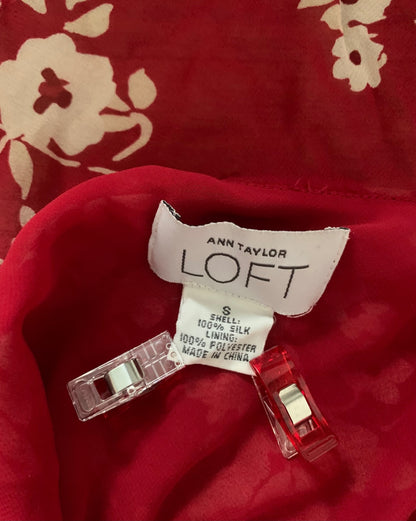 red floral ann taylor top 