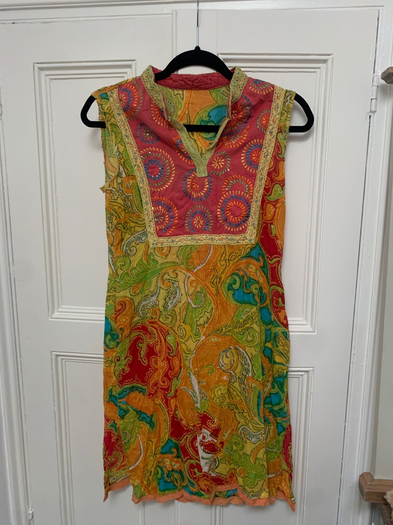 vintage colourful sleeveless dress 