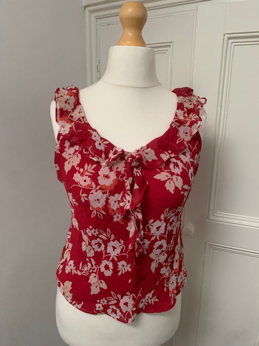 red floral ann taylor top 