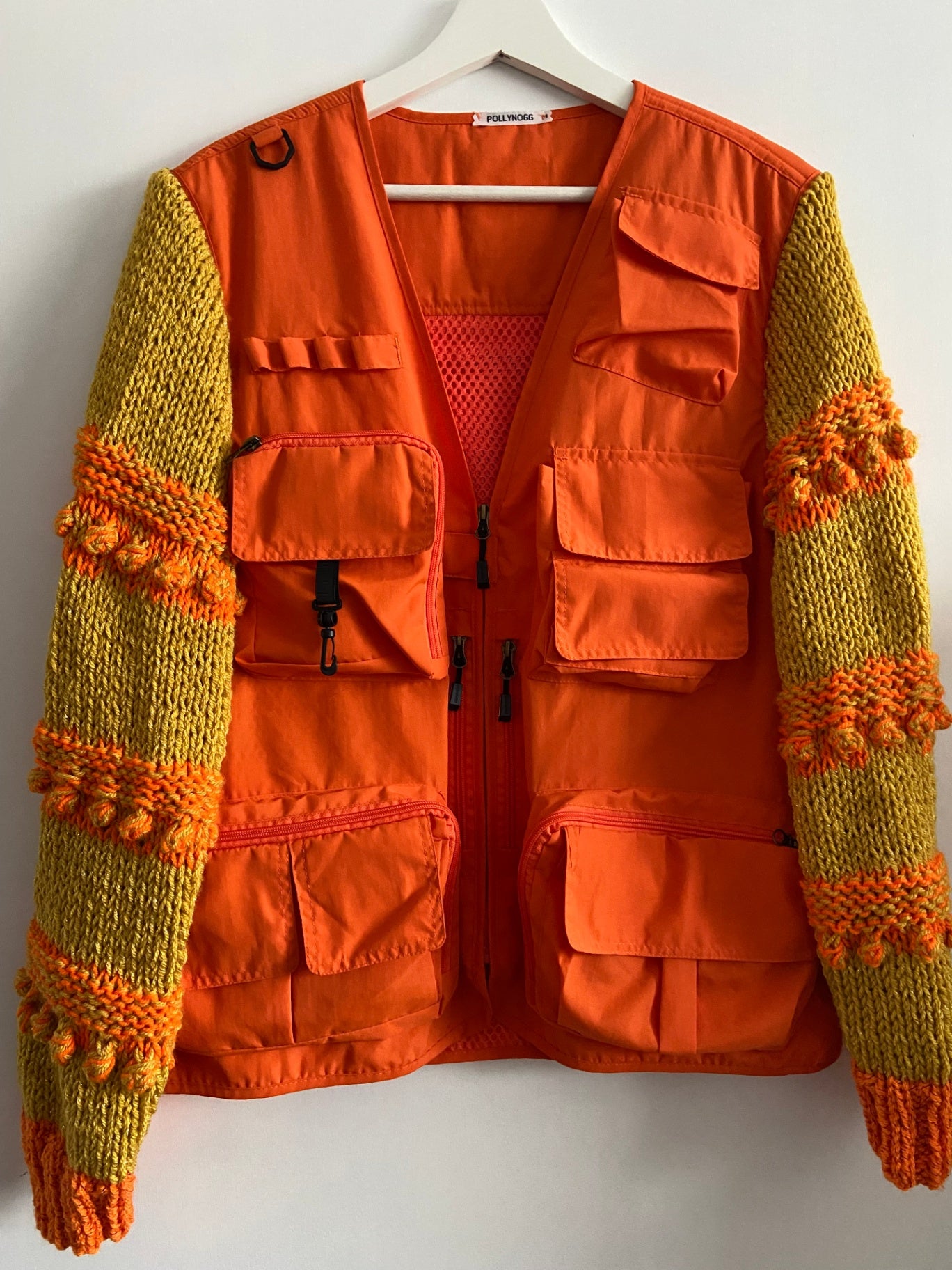 Orange Knit Sleeve Jacket