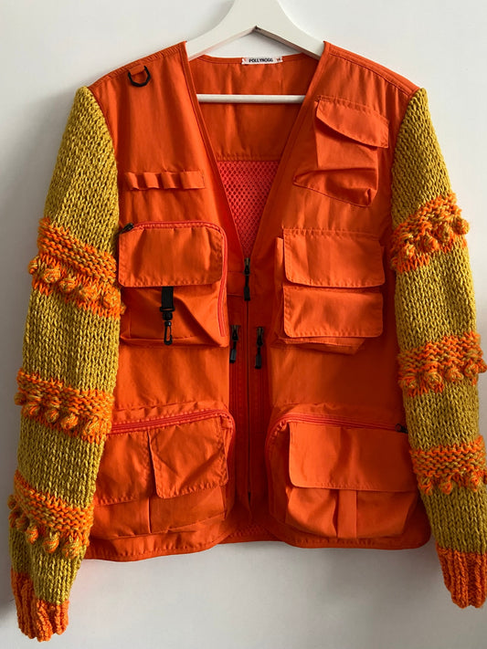 Orange Knit Sleeve Jacket