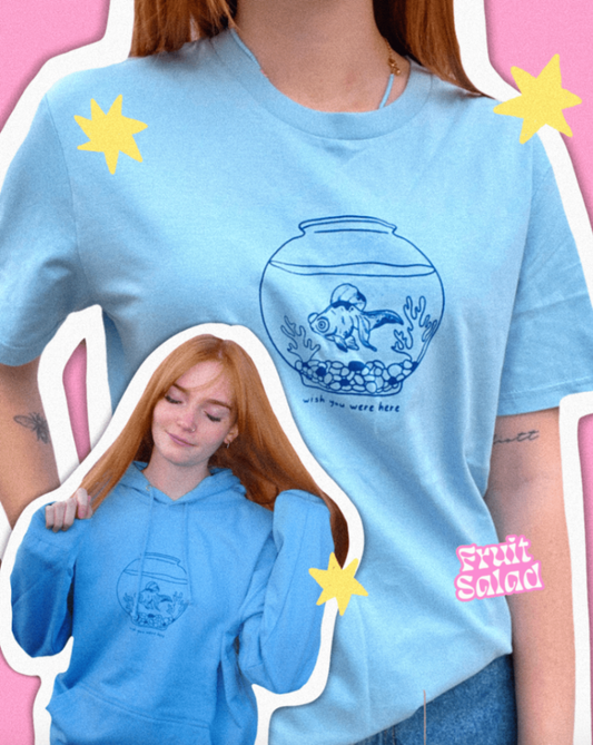 Wish You Were Here Unisex Blue T-Shirt - MEDIUM