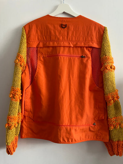 Orange Knit Sleeve Jacket