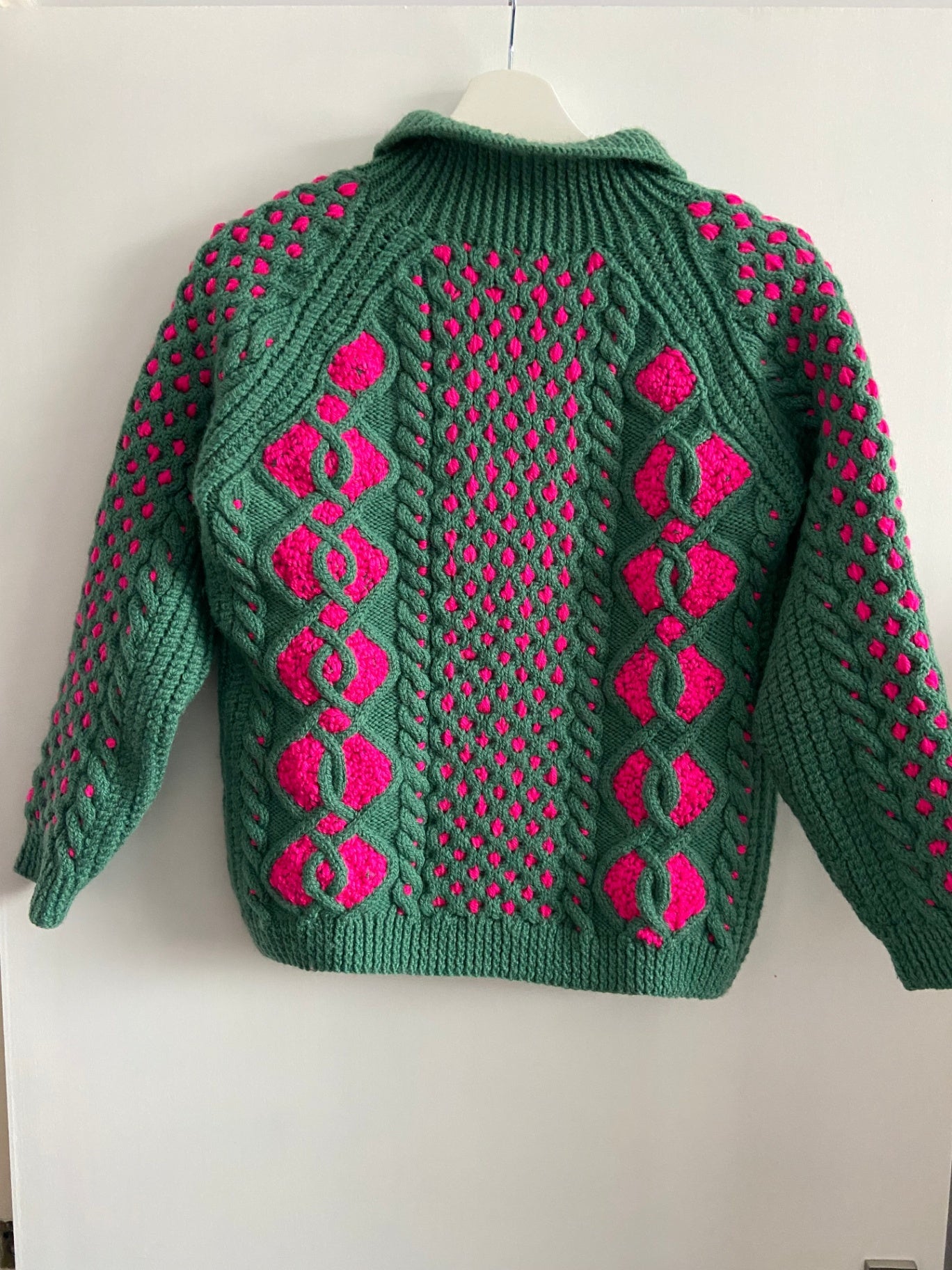 Green with Pink embroidered detail Cardigan