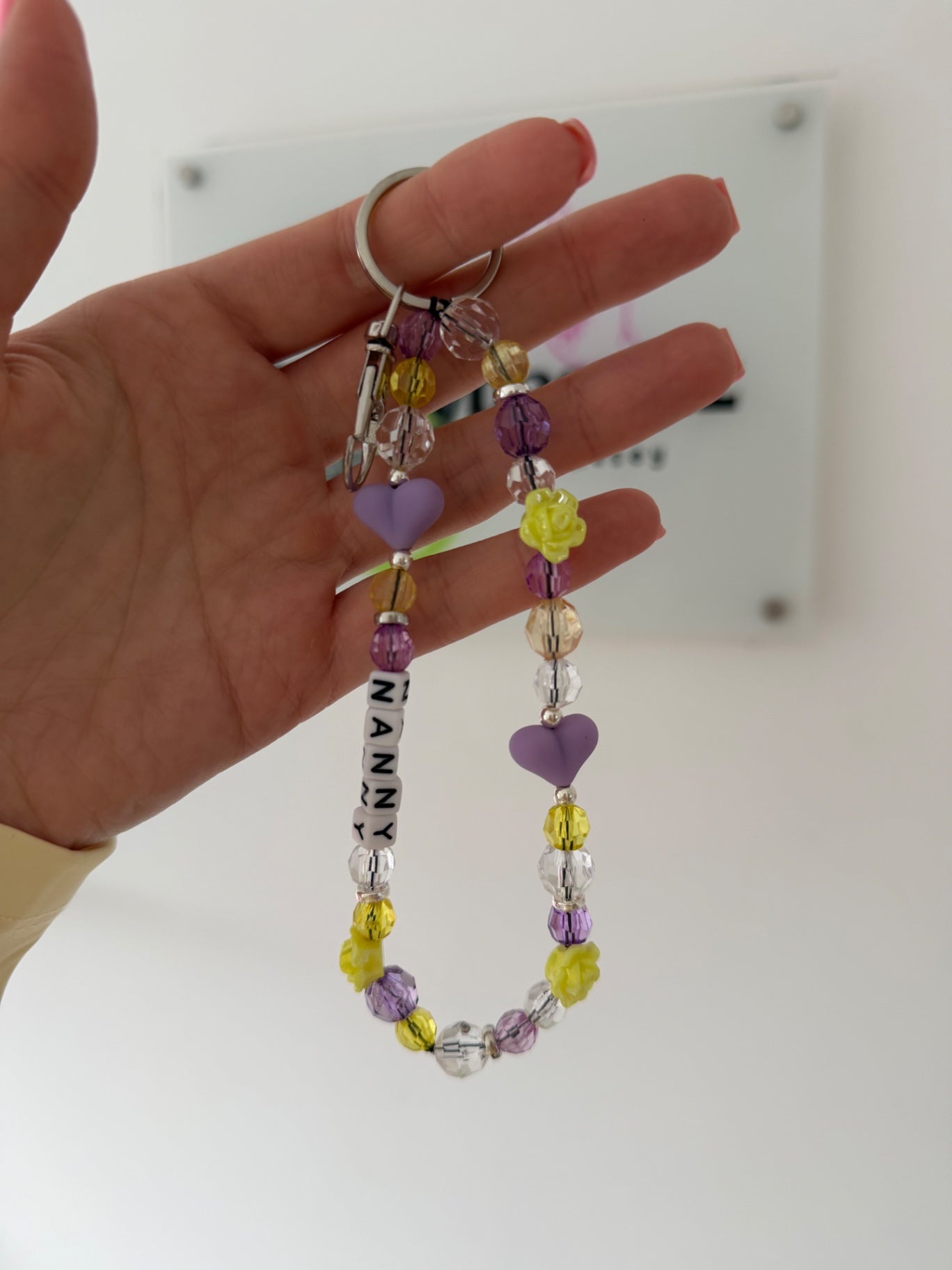 Mother’s Day Keyring - purple/yellow