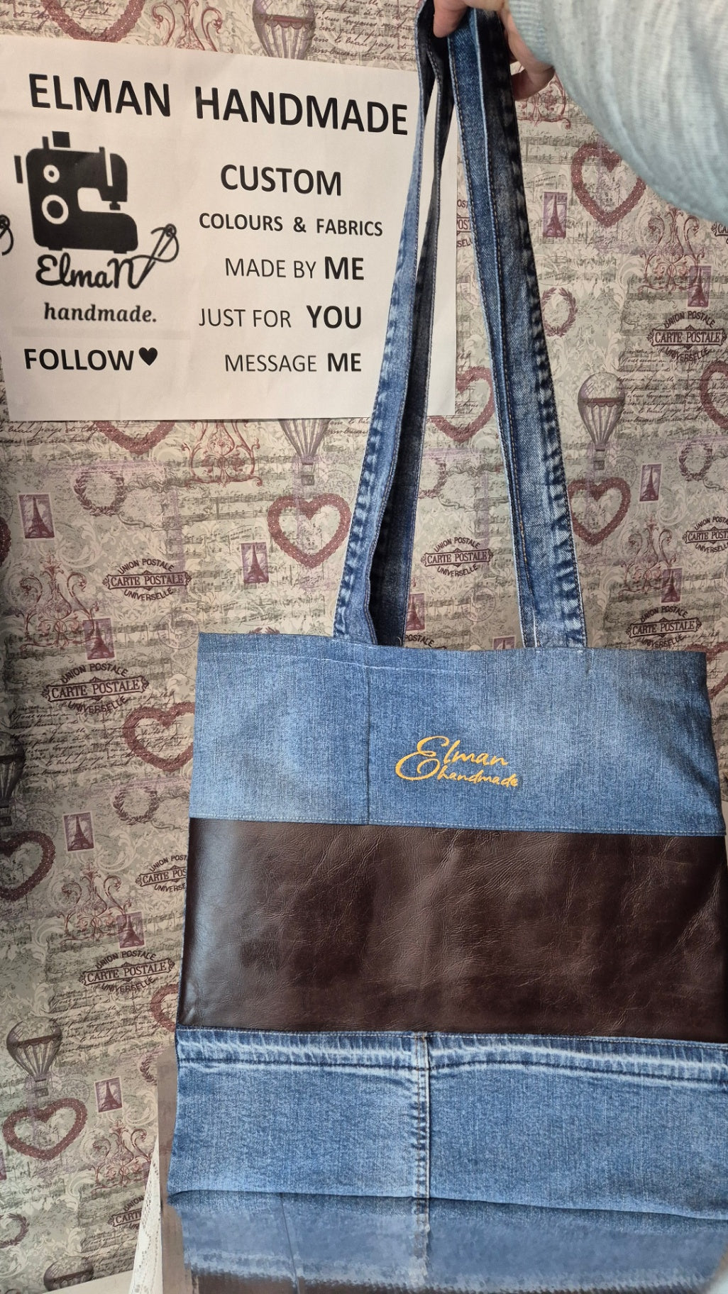 Hand Painted Denim Tote