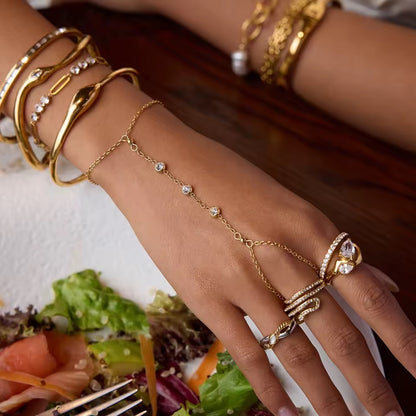 Gold Crystal Snake Ring