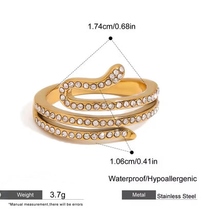 Gold Crystal Snake Ring