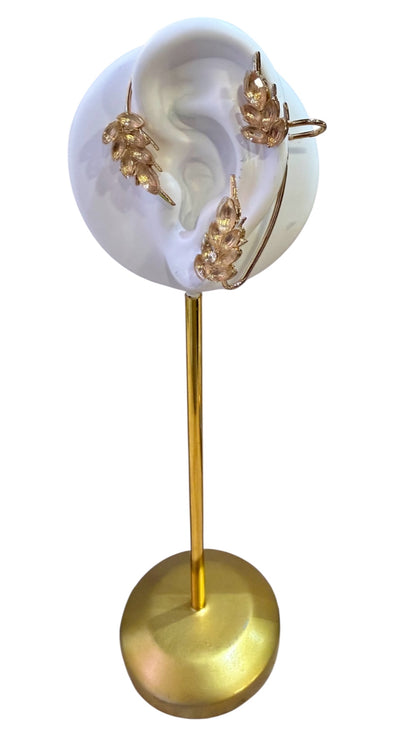 Gold Leaf Crystal Ear Cuff