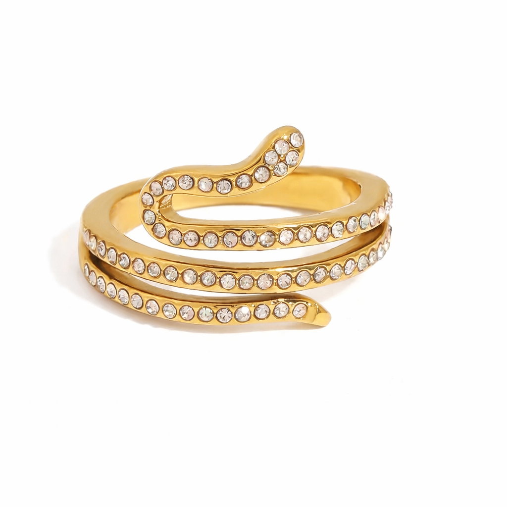 Gold Crystal Snake Ring