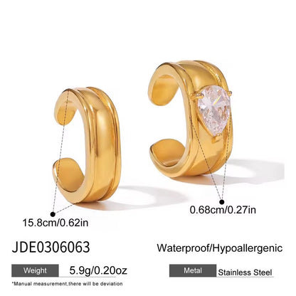 Gold Crystal Pear Cut Double Ear Cuff