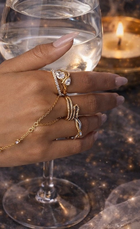 Gold Crystal Snake Ring