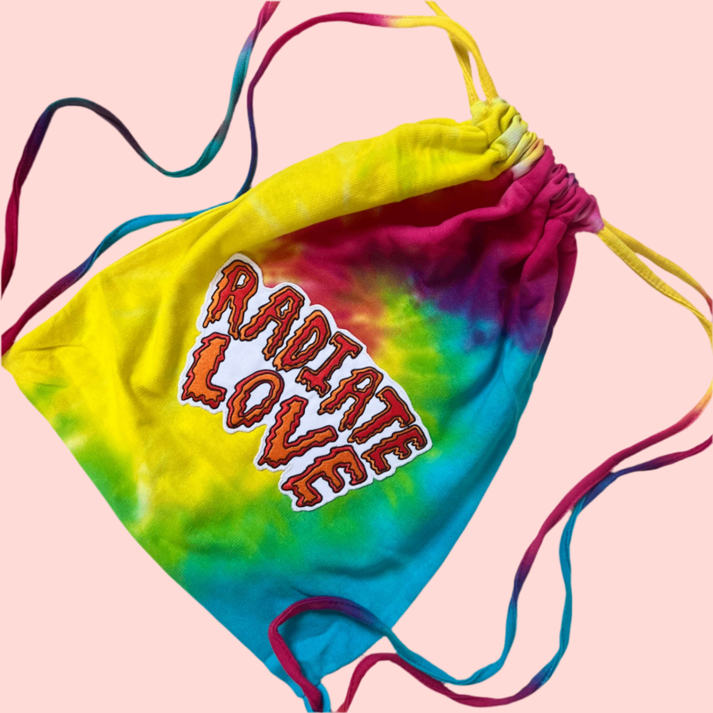 Radiate Love tie dye drawstring bag
